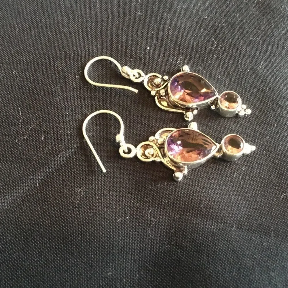 NWOT. Sterling Silver Amethyst Earrings